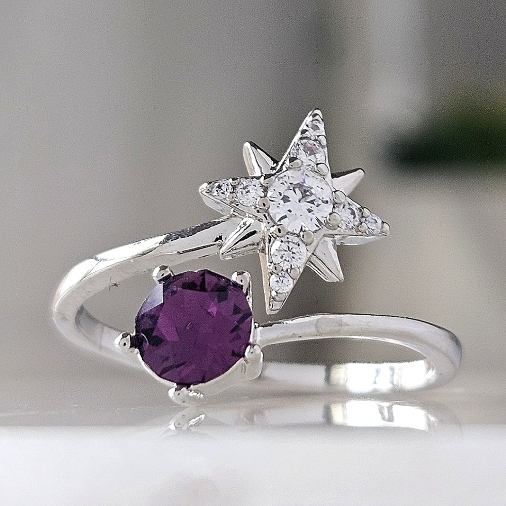 Amethyst Star Cluster Ring with Swarovski Crystals, Charmed Aroma 2021